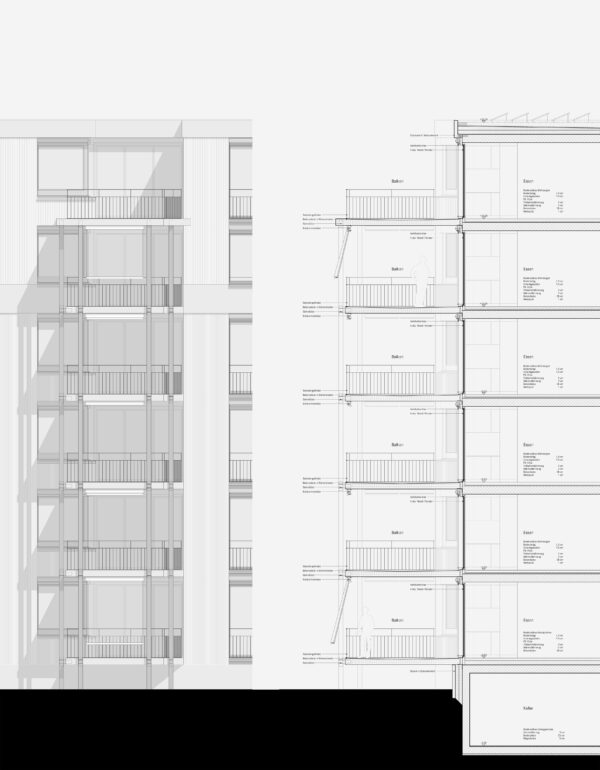 FassadenschnittStudienauftrag Eggenhof Luzern