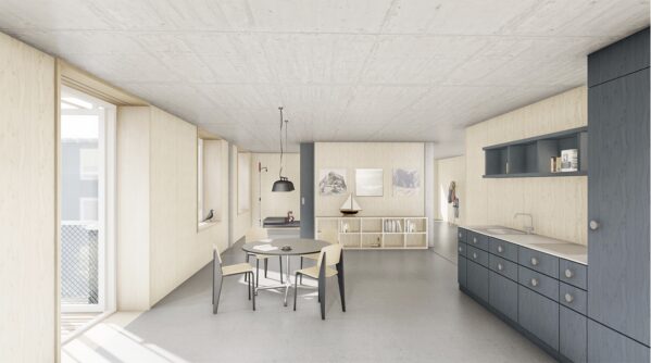 Innenvisalisierung 8. Rang Wohnüberbauung Salzweg Zürich Auftraggeber Stadt Zürich